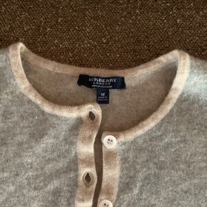 Burberry Women's Cream and Gray Cardigan